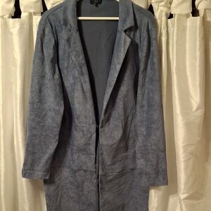 Yest Elegant Blue Fauz Suede Open Jacket 10
